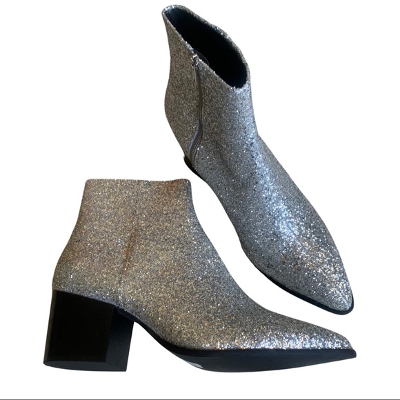 Glitter Ankle Boot with Cuban Heel - Picture 1 of 3